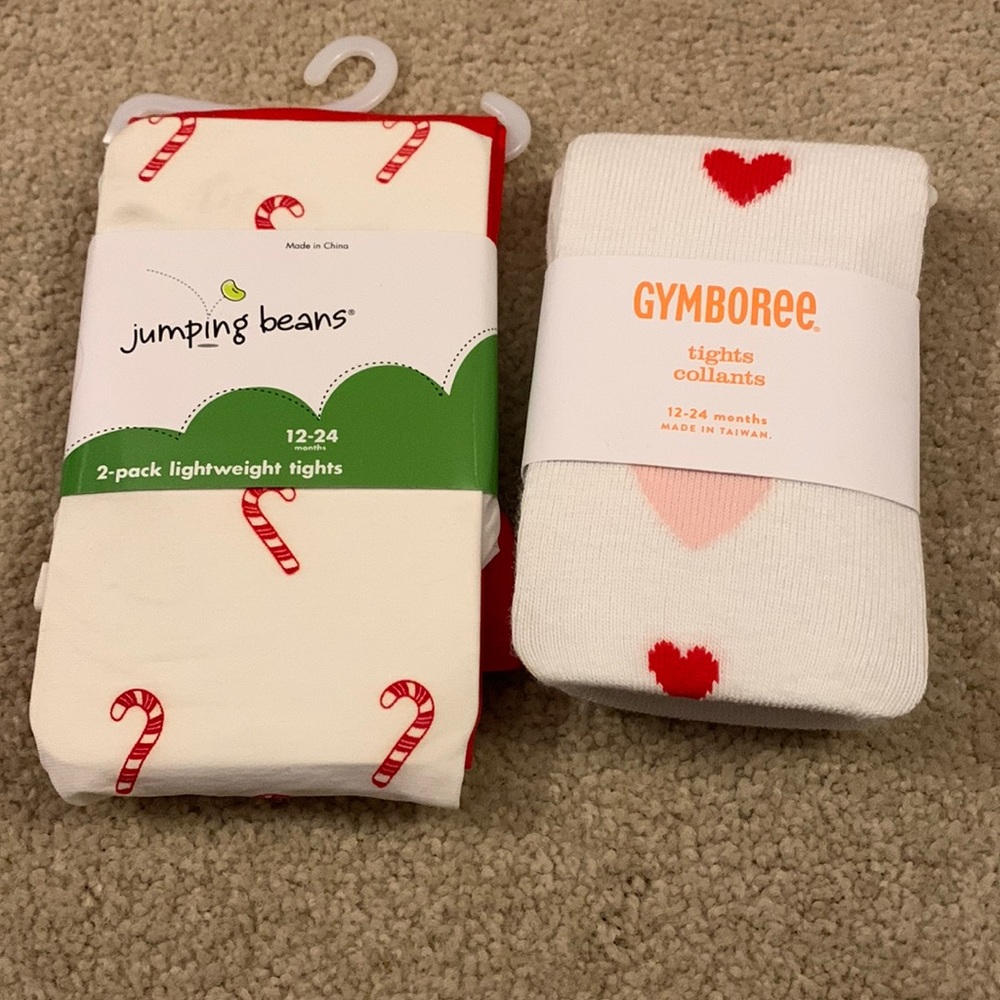 Set of 2 pairs of tights. All size 12-24 months. NWT